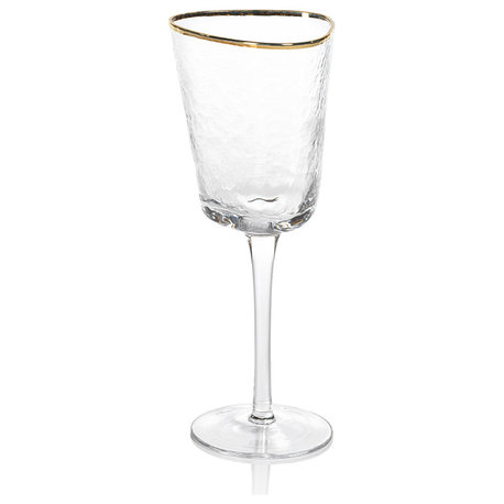 Kampari Triangular Wine Glasses With Gold Rim, Set of 4