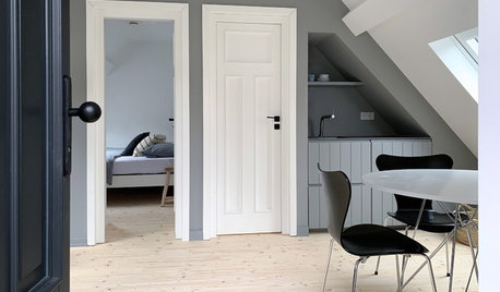 Scandi meets Fachwerk in einer Mini-Wohnung im Scheunendach