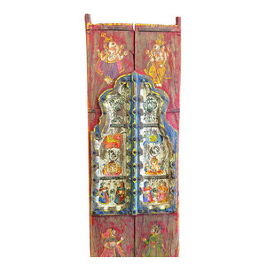 Mogul Interior - Consigned Distressed Hand Painted Double Doors Yoga Interior - Rich with history and detail these set of doors will accent beautifully any room.