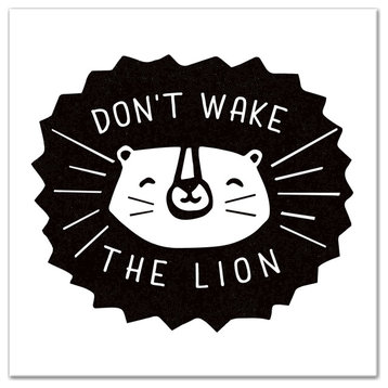 Don't Wake The Lion Black 20x20 Canvas Wall Art
