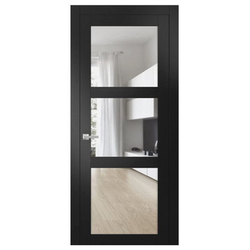 Interior French 42 x 80, Lucia 2555 Black & Clear Glass, Frame