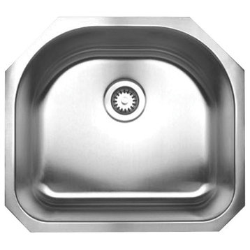 Noah'S Collection Brushed Stainless Steel Single D-Shaped Bowl Undermount Sink
