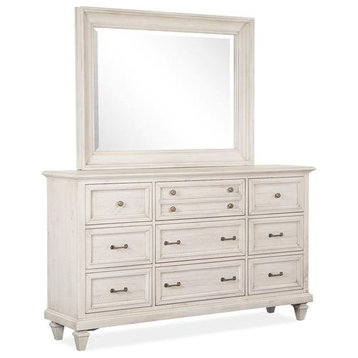 Magnussen Newport Drawer Dresser with Mirror in Alabaster