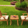 3 PC Outdoor Patio Teak Dining Set: 18" Side Table & 2 Lagos Arm Chairs