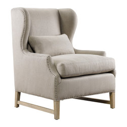 Amelie Wing Arm Chair-Beige - Armchairs And Accent Chairs