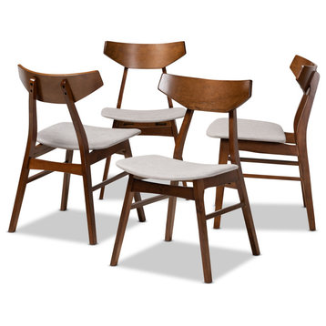 Danica Light Grey Upholstered and Walnut Brown Wood 4-Piece Dining Chair Set