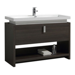 48 inch Gray Oak Modern Bathroom Vanity with Integrated Sink Top - Bathroom Vanities And Sink Consoles
