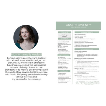 Ansley Owenby - Undergraduate Architectural Application Portfolio
