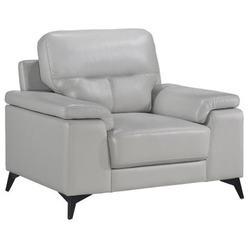 Lexicon Mischa Leather Match Accent Chair in Silver Gray