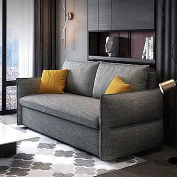 78.7" Cotton&Linen Upholstered Convertible Sofa Full Sleeper Sofa with Storage