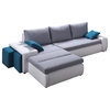 RITMO Sectional Sofa-Bed, Grey/White, Left Corner