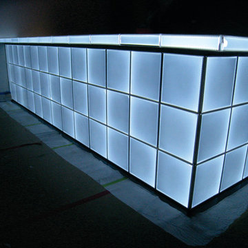 Caesarstone’s Concetto Collection Blue Agate backlit with SLABlite