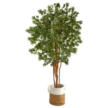 6' Japanese Maple Artificial Tree, Handmade Natural Jute and Cotton Planter