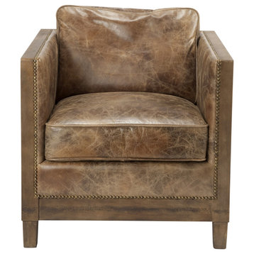 Darlington Club Chair Grazed Brown Leather