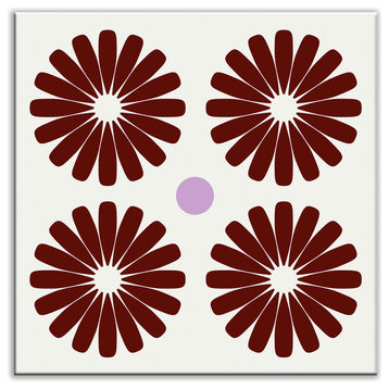 4.25"x4.25" Folksy Love Glossy Decorative Tile, Pinwheels Burgundy