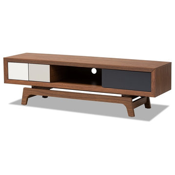 Mid-Century Modern Multi-color Finished Wood 3-Drawer TV Stand