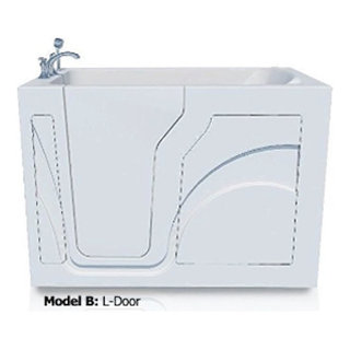 Acrylic 54 in. x 30 in. Left Hand Walk-In Air And Whirlpool Jets Hot Tub in  White With Quick Fill Faucet