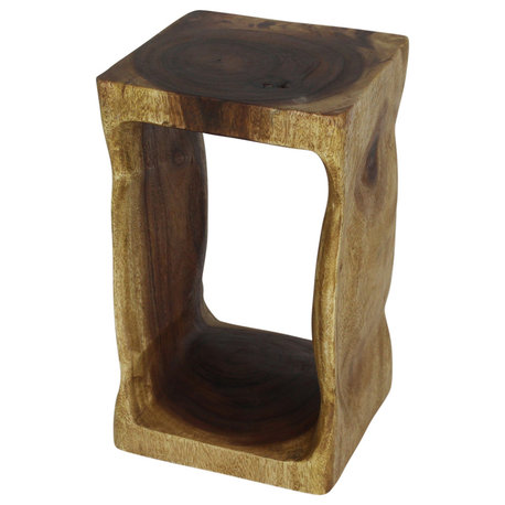 Haussmann Wood Natural Stool End Table 12 In Sq X 20 In High Oak Oil