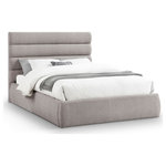 Meridian Furniture - Adam Upholstered Bed, Taupe, Queen, Linen Textured Fabric - Modernize your space with the Adam taupe linen textured fabric queen bed, designed to bring both comfort and style. The deep channel tufting on the headboard adds a luxurious touch, while the option to add extra panels allows you to increase the headboard height, creating a striking focal point in your room. This versatile bed combines style, texture, and customization for the ultimate statement piece.