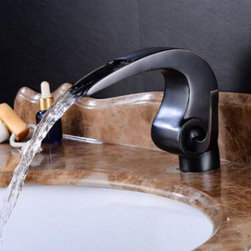 Antique Basin Faucet Black Bronze Brass Waterfall Bathroom Sink Faucet FA0195B - Bathroom Sink Faucets