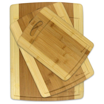 Heim Concept 3-Piece Organic Bamboo Cutting Board Set With Drip Groove