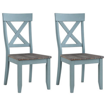 Bar Harbor Blue Blue Crossback Dining Chairs, Set of 2