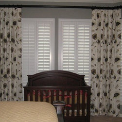 Gray and Yellow bay window treatment - Window Treatments