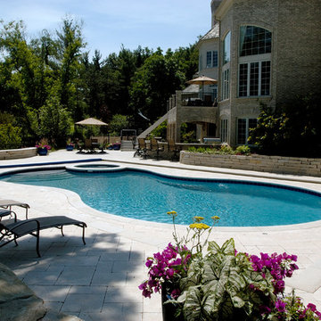 North Barrington, IL Freeform Pool and Spa with Picture Frame Automatic Cover