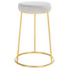 Madeline Round Counter Stool, Set of 2, Light Gray/Gold