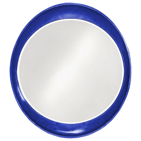 Ellipse Leaf Round Mirror, Royal Blue