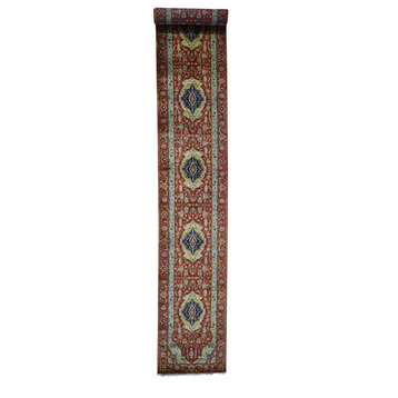 Antiqued Heriz Re-Creation Pure Wool XL Runner Hand-Knotted Rug, 2'7" x 17'7"