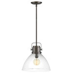 HInkley - Hinkley Malone Medium Pendant, Black Oxide - Vintage inspiration meets modern design in Malone. Featuring a clean and minimalist clear glass shade, this pendant is the ultimate industrial touch to your interior space. Available in Heritage Brass or Black Oxide finish, Malone easily adapts to any environment. Vintage style bulbs recommended.