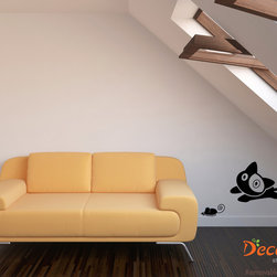 Cat Chasing Mouse Animal Wall Decal (SKU 012) - Wall Decals