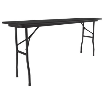 Correll 18"W x 72"D Melamine Top Folding Table in Black Granite