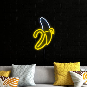 18" Yellow LED Neon Style Banana Wall Sign