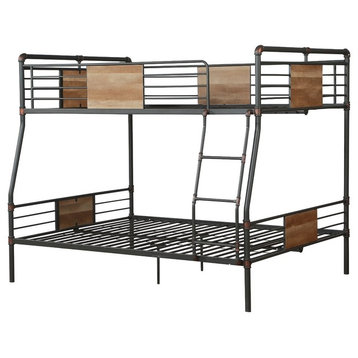 Brantley Full-Over-Queen Metal Bunk Bed, Sandy Black and Silver
