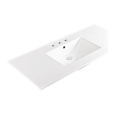 Unique 49"x22" Ceramic Vanity Top, White With 8" Widespread Drilling