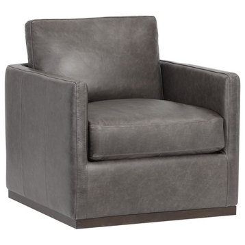 Portman Swivel Lounge Chair, Marseille Concrete Leather
