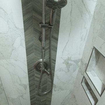 Marble Shower with Accent Band