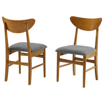 Landon 2-Piece Wood Dining Chairs With Upholstered Seat, Acorn