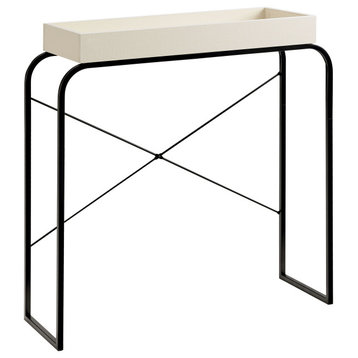 Yazzy 33.25" Rectangle Wood Console Table With Raised Edges, Cream Weave