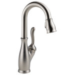 Delta - Delta Leland Single Handle Pull-Down Bar / Prep Faucet, Spotshield Stainless - Delta MagnaTite Docking uses a powerful integrated magnet to pull your faucet spray wand precisely into place and hold it there so it stays docked when not in use. Delta SpotShield Technology helps to keep your faucet cleaner, longer by resisting water spots and fingerprints. Keep your space spotless with SpotShield Technology, available across a variety of finishes for the kitchen and bath. Delta faucets with DIAMOND Seal Technology perform like new for life with a patented design which reduces leak points, is less hassle to install and lasts twice as long as the industry standard*. Kitchen faucets with Touch-Clean  Spray Holes  allow you to easily wipe away calcium and lime build-up with the touch of a finger. You can install with confidence, knowing that Delta faucets are backed by our Lifetime Limited Warranty.  *Industry standard is based on ASME A112.18.1 of 500,000 cycles.