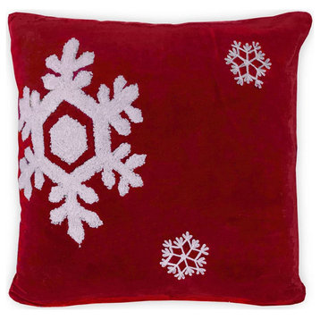 Dancing Snowflakes 18" Artisanal Decorative Throw Pillow Cover, Snow Pattern