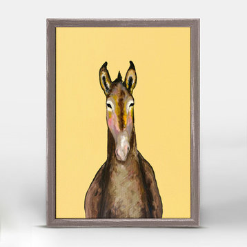 "Donkey on Yellow" Mini Framed Canvas 5"x7" by Eli Halpin