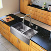 VIGO All-in-One Farmhouse Double Bowl Kitchen Sink and Faucet Set, 33"