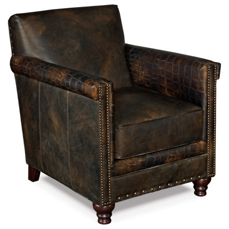 Old Saddle Fudge/Old Saddle Fudge Crocodile Leather Club Chair