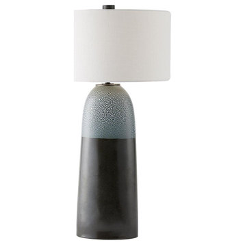 Elegant Two Tone Crackled Ceramic Table Lamp Blue Gray 38 x 20 in Minimalist