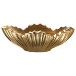 Elk Home - Elk Home Lpoppy - 13" Planter, Gold Leaf Finish - Inspired by nature this organic form is finished iLpoppy 13" Planter Gold Leaf