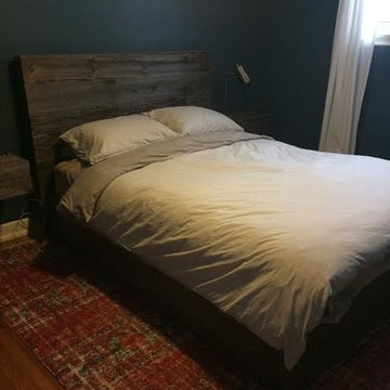 Low profile storage bed with floating nightstands