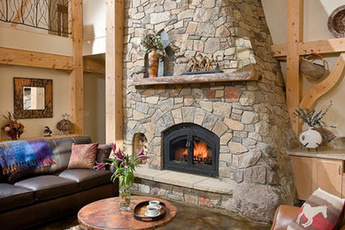 Inspiration for a rustic family room remodel in Denver